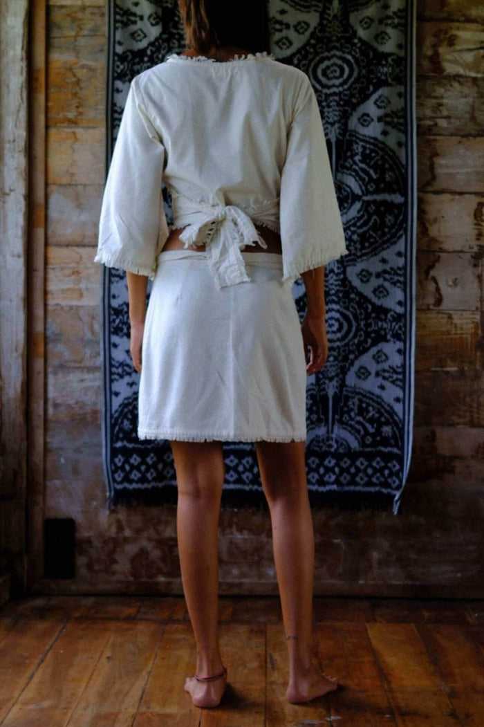 Linen Wrap Mini Skirt