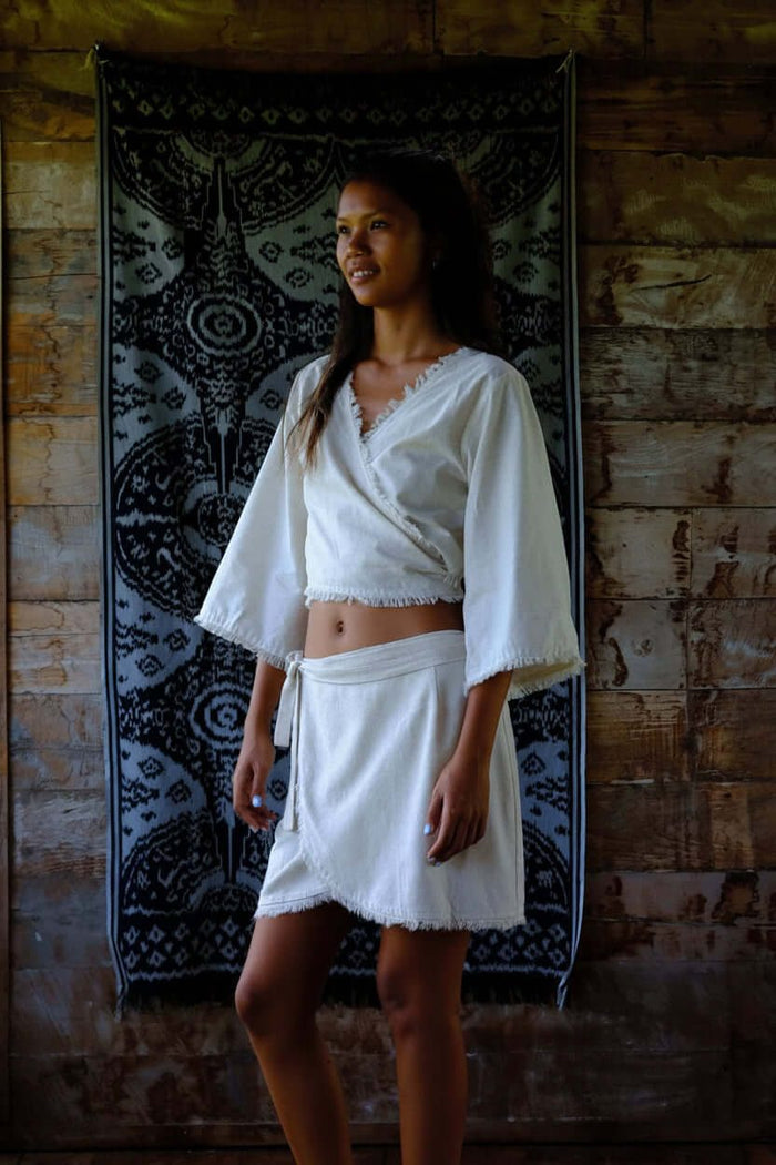Linen Wrap Crop Top