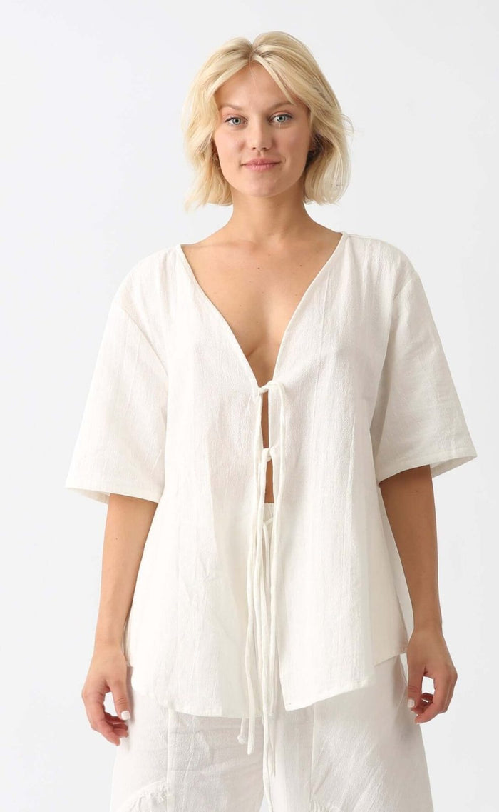 Flow Kimono — White, natural-dyed, handmade in Bali