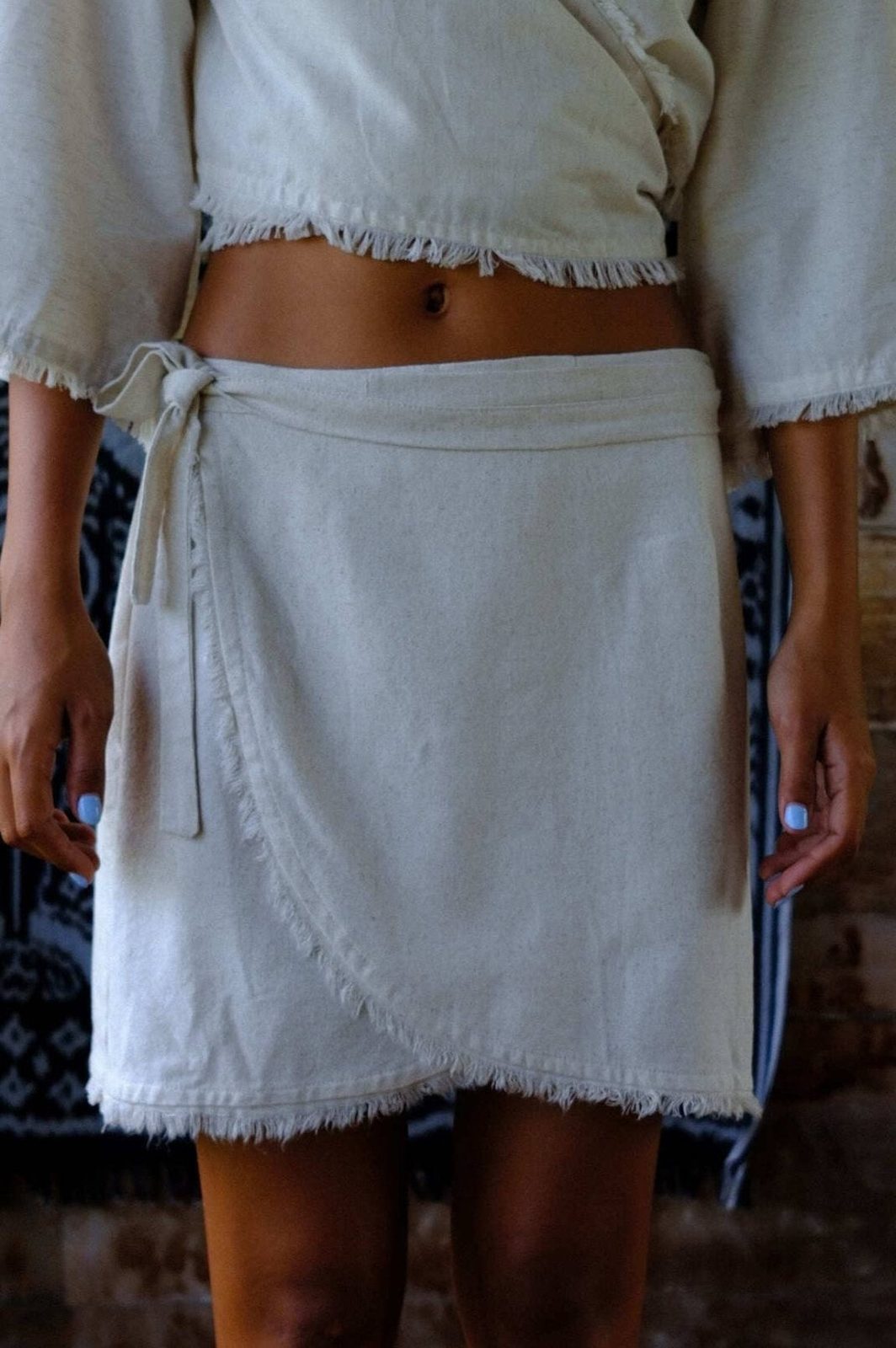 Linen Wrap Mini Skirt