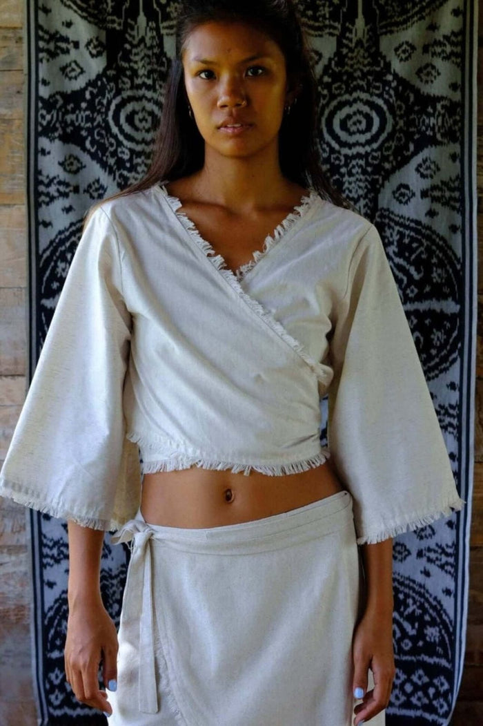 Linen Wrap Crop Top