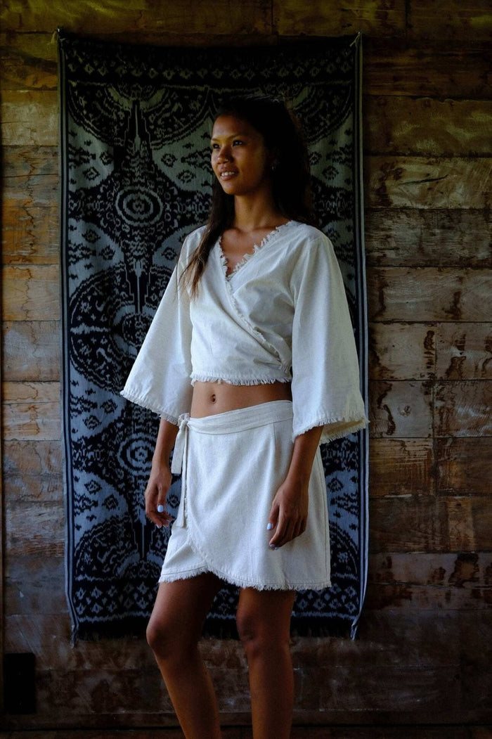 Linen Wrap Mini Skirt